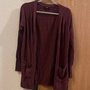 Stylish Burgundy Open Front Cardigan